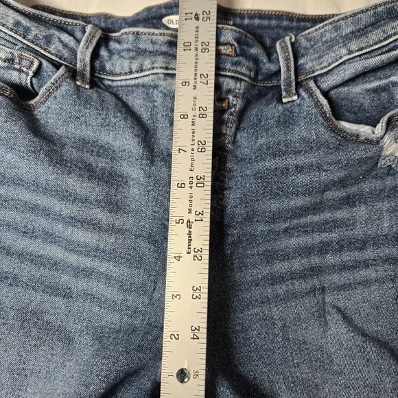Old Navy Rockstar Super Skinny Jeans Womens 12 Blue Denim Cotton Stretch Distres - Picture 6 of 10